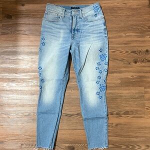 Lucky Brand Light Blue Floral Women Ankle Jeans High Rise Bridgette Skinny